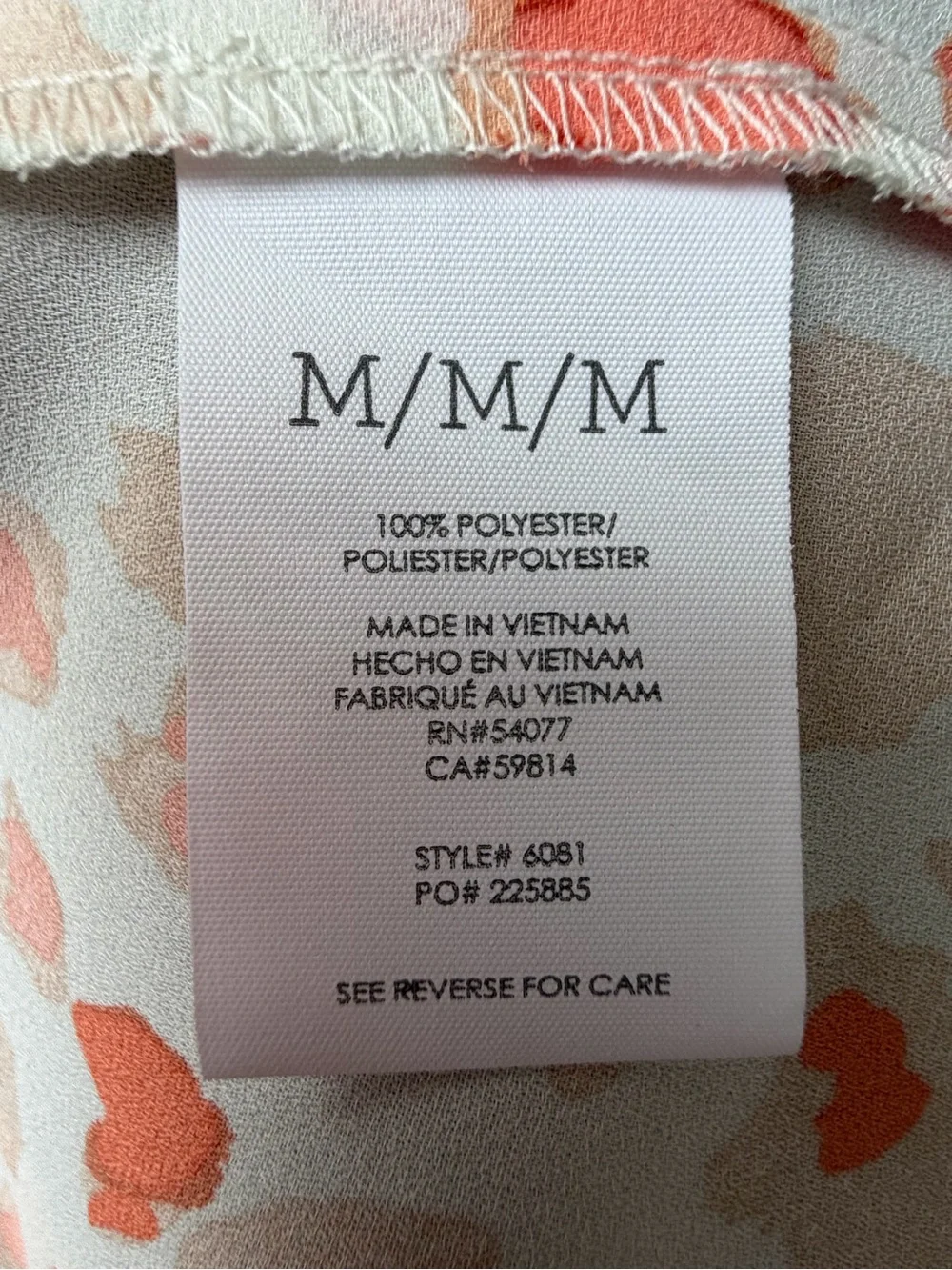 CAbi Coral and Cream Animal Print Blouse - Picture 6 of 7